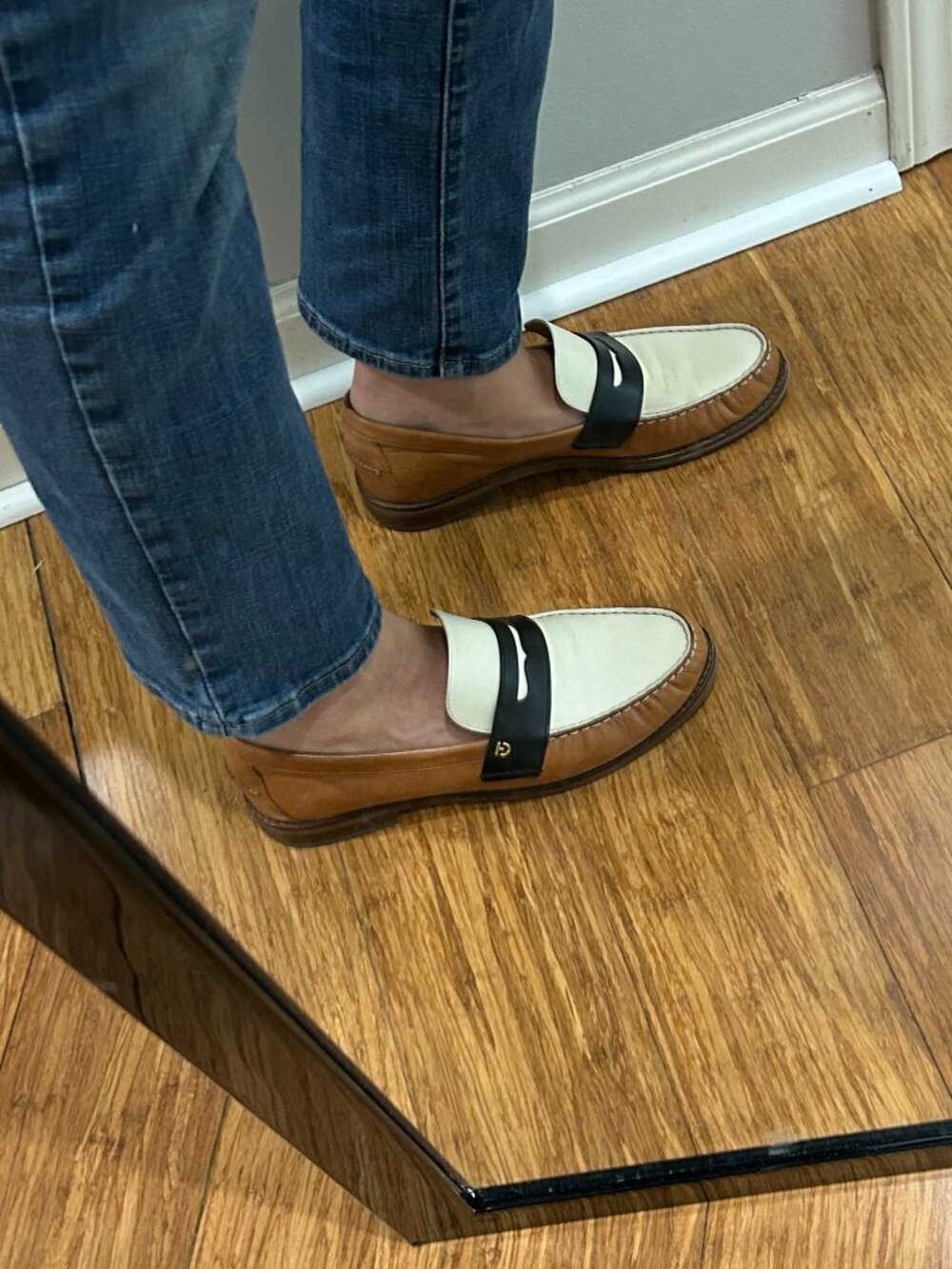 Cole Haan Lux Stassi Penny Loafer - 8.5  Pecan/Ivory/Black Leather